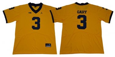 Activewear  Uniform #3 Rashan Gary Jerseys Gold MI Wolverines College Shirt