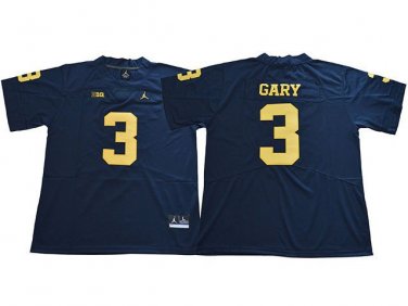 Activewear  Uniform #3 Rashan Gary Jerseys Navy MI Wolverines College Shirt