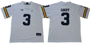 Activewear  Uniform #3 Rashan Gary Jerseys White MI Wolverines College Shirt
