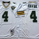 Activewear  Uniform #4 Brett Favre Jerseys M&N Vintage White Throwback Shirt