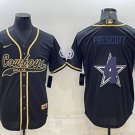 Activewear  Uniform #4 Dak Prescott Jerseys Black Gold Team Big Logo Baseball Shirt