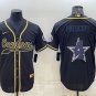Activewear  Uniform #4 Dak Prescott Jerseys Black Gold Team Big Logo Baseball Shirt