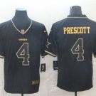 Activewear  Uniform #4 Dak Prescott Jerseys Black Golded Edition Limited Shirt