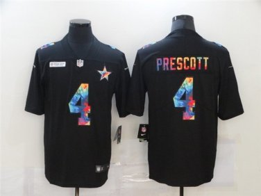 Activewear  Uniform #4 Dak Prescott Jerseys Black Rainbow Crucial Catch Limited Shirt