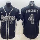 Activewear  Uniform #4 Dak Prescott Jerseys Black RFLCTV Baseball CoolBase Shirt
