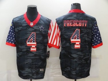 Activewear  Uniform #4 Dak Prescott Jerseys Camo Usa Flag Salute To Service Shirt