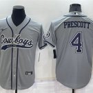Activewear  Uniform #4 Dak Prescott Jerseys Gray Baseball CoolBase Shirt