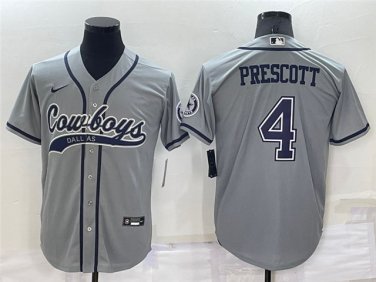 Activewear  Uniform #4 Dak Prescott Jerseys Gray Baseball CoolBase Shirt