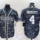 Activewear  Uniform #4 Dak Prescott Jerseys Grey Camo Baseball CoolBase Shirt