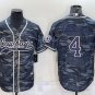 Activewear  Uniform #4 Dak Prescott Jerseys Grey Camo Baseball CoolBase Shirt