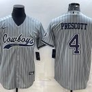 Activewear  Uniform #4 Dak Prescott Jerseys Grey Pinstripe Baseball CoolBase Shirt