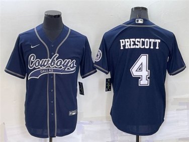 Activewear  Uniform #4 Dak Prescott Jerseys Navy Baseball CoolBase Shirt