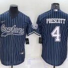 Activewear  Uniform #4 Dak Prescott Jerseys Navy Pinstripe Baseball CoolBase Shirt