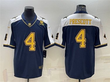 Activewear  Uniform #4 Dak Prescott Jerseys Thanksgiving Navy Gold Limited Shirt