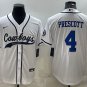 Activewear  Uniform #4 Dak Prescott Jerseys White Baseball CoolBase Shirt