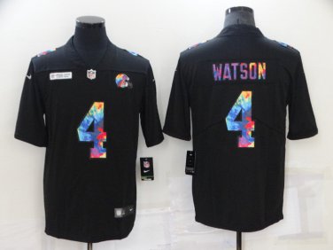 Activewear  Uniform #4 Deshaun Watson Jerseys Black Rainbow Crucial Catch Shirt