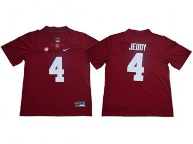 Activewear  Uniform #4 Jerry Jeudy Jerseys Red AL Crimson Tide College Shirt