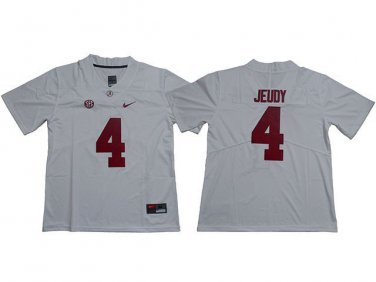 Activewear  Uniform #4 Jerry Jeudy Jerseys White AL Crimson Tide College Shirt