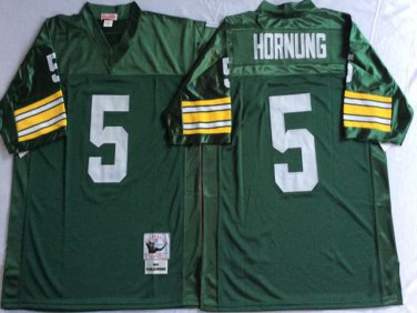 Activewear  Uniform #5 Paul Hornung Jerseys M&N Vintage Green Throwback Shirt