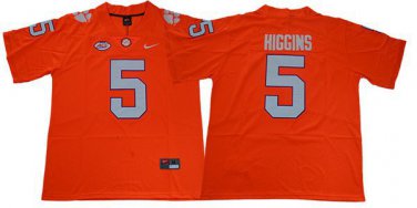 Activewear  Uniform #5 Tee Higgins Jerseys Orange Clemson Tigers College Shirt