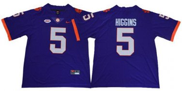 Activewear  Uniform #5 Tee Higgins Jerseys Purple Clemson Tigers College Shirt