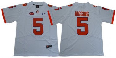 Activewear  Uniform #5 Tee Higgins Jerseys White Clemson Tigers College Shirt