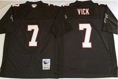 Activewear  Uniform #7 Michael Vick Jerseys Vintage Black Throwback Shirt