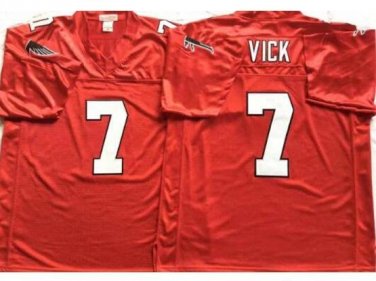 Activewear  Uniform #7 Michael Vick Jerseys Vintage Red Throwback Shirt