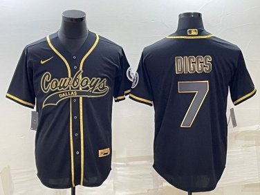Activewear  Uniform #7 Trevon Diggs Jerseys Black Golded Baseball CoolBase Shirt