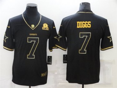 Activewear  Uniform #7 Trevon Diggs Jerseys Black Golded Est.1960 Patch Limited Shirt