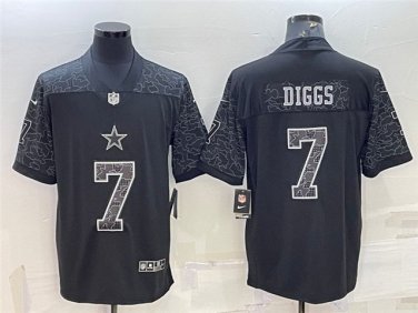 Activewear  Uniform #7 Trevon Diggs Jerseys Black RFLCTV Limited Shirt