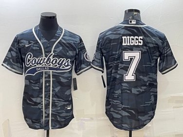 Activewear  Uniform #7 Trevon Diggs Jerseys Grey Camo Baseball CoolBase Shirt