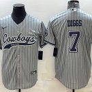 Activewear  Uniform #7 Trevon Diggs Jerseys Grey Pinstripe Baseball CoolBase Shirt