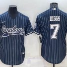 Activewear  Uniform #7 Trevon Diggs Jerseys Navy Pinstripe Baseball CoolBase Shirt
