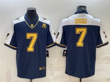 Activewear  Uniform #7 Trevon Diggs Jerseys Thanksgiving Black Gold Limited Shirt