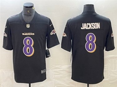 Activewear  Uniform #8 Lamar Jackson Jerseys 2024 Black Fashion Limited Shirt