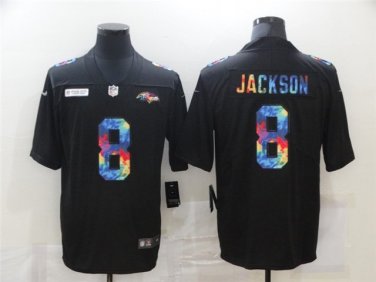 Activewear  Uniform #8 Lamar Jackson Jerseys Black Rainbow Limited Shirt