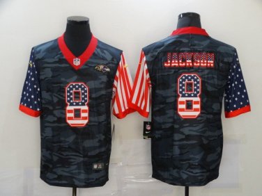 Activewear  Uniform #8 Lamar Jackson Jerseys Purple Golden 25th Season Limited Shirt