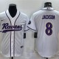 Activewear  Uniform #8 Lamar Jackson Jerseys White Baseball CoolBase Shirt