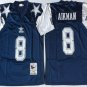 Activewear  Uniform #8 Troy Aikman Jerseys M&N Vintage Navy Throwback Shirt