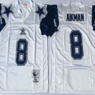 Activewear  Uniform #8 Troy Aikman Jerseys M&N Vintage White Throwback Shirt