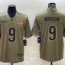 Activewear  Uniform #9 Joe Burrow Jerseys 2022 Olive Salute To Service Limited Shirt