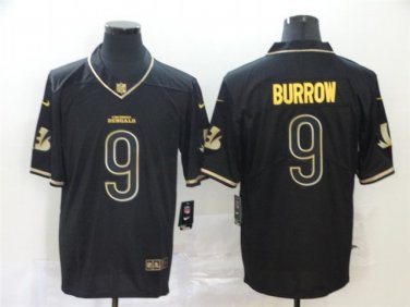 Activewear  Uniform #9 Joe Burrow Jerseys Black Golded Edition Limited Shirt