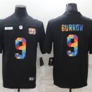 Activewear  Uniform #9 Joe Burrow Jerseys Black Rainbow Crucial Catch Limited Shirt