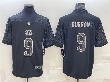 Activewear  Uniform #9 Joe Burrow Jerseys Black RFLCTV Limited Shirt