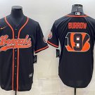 Activewear  Uniform #9 Joe Burrow Jerseys Black Team Big Logo Baseball CoolBase Shirt