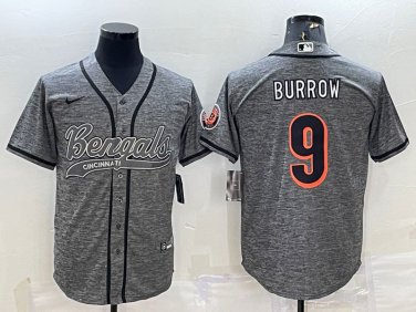 Activewear  Uniform #9 Joe Burrow Jerseys Grey Baseball CoolBase Shirt