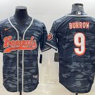 Activewear  Uniform #9 Joe Burrow Jerseys Grey Camo Baseball CoolBase Shirt