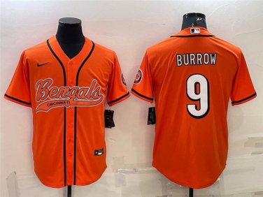 Activewear  Uniform #9 Joe Burrow Jerseys Orange Baseball CoolBase Shirt