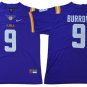 Activewear  Uniform #9 Joe Burrow Jerseys Purple L S U Tigers College Shirt